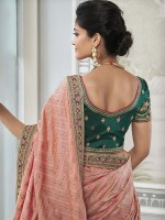 Peachy Pink Banarasi Silk Bridal Lehenga Choli